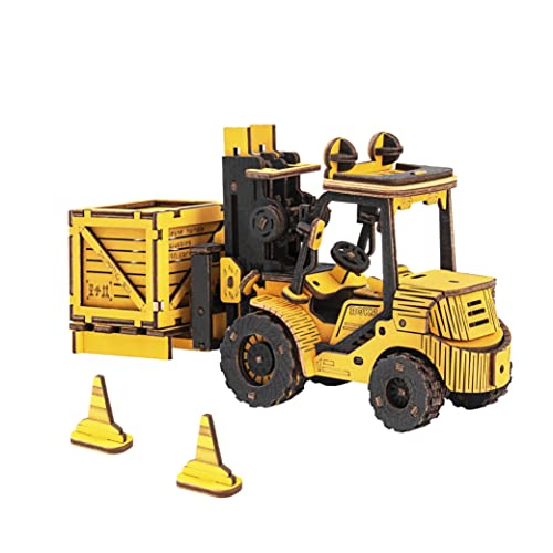 ROBOTIME 3D Puzzle Holz Fahrzeug Modellbausätze für Erwachsene zum Bauen Ihrer eigenen lasergeschnittenen Puzzlebau Bastelsets (Gabelstapler) von ROBOTIME