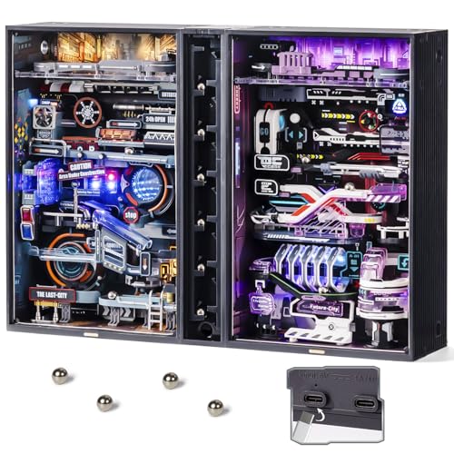 ROBOTIME 3D Puzzle Modelbausatz Erwachsene: Murmelbahn Modelbau Basteln 3D-Puzzles Kugelbahn Technische Modell Bausatz Bahn mit LED, Letzte Stadt und Zukunft Stadt MRX01 von ROBOTIME