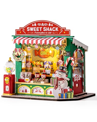 ROBOTIME DIY Miniatur Puppenhaus Kit Weihnachten Candy Stand Holz Modell Bausatz mit LED-Lichtern Modellbausätze für Erwachsene zum Bauen, Home Decor Weihnachten Geburtstag Geschenke für alle ROBOTIME DIY Miniatur Puppenhaus Kit Weihnachten Candy Stand Holz Modell Bausatz mit LED-Lichtern Modellbausätze für Erwachsene zum Bauen, Home Decor Weihnachten Geburtstag Geschenke für alle von ROBOTIME