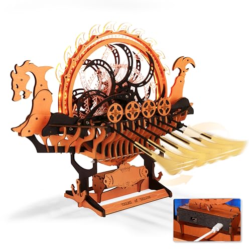 ROBOTIME Holzpuzzle Erwachsene Modellbausatz Schiff, 3D Puzzle Holz Holzpuzzle Erwachsene, Wikingerschiff mit Motor und LED-Leuchten, Mechanischer Zahnradantrieb, Geschenke Drachenschiff LK802 ROBOTIME Holzpuzzle Erwachsene Modellbausatz Schiff, 3D Puzzle Holz Holzpuzzle Erwachsene, Wikingerschiff mit Motor und LED-Leuchten, Mechanischer Zahnradantrieb, Geschenke Drachenschiff LK802 von ROBOTIME