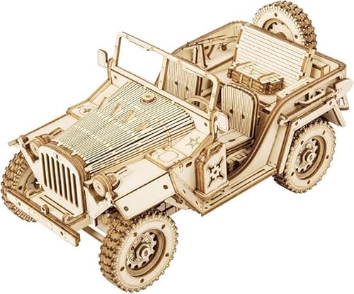 ROBOTIME Jeep-Armee Autos 3D Puzzle Holz Modellbausatz Erwachsene Selbstmontage Holzbau Mechanische Konstruktion Handwerk für Kinder, Jugendliche und Erwachsene ROBOTIME Jeep-Armee Autos 3D Puzzle Holz Modellbausatz Erwachsene Selbstmontage Holzbau Mechanische Konstruktion Handwerk für Kinder, Jugendliche und Erwachsene von ROBOTIME