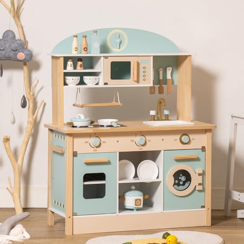 ROBOTIME Küchenspielset aus Holz für Kinder, Spielküche für Kleinkinder, große Kinder, Mädchen, Jungen mit Mikrowelle, Uhr, Handtuchhalter, Kleinkindspielzeug, Küche für Alter 3–10 Jahre, Blau ROBOTIME Küchenspielset aus Holz für Kinder, Spielküche für Kleinkinder, große Kinder, Mädchen, Jungen mit Mikrowelle, Uhr, Handtuchhalter, Kleinkindspielzeug, Küche für Alter 3–10 Jahre, Blau von ROBOTIME
