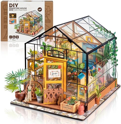 ROBOTIME Miniatur Haus Gewächshaus DIY Miniature House Holz Mit Möbel und Licht, Puppenhaus für Erwachsene Mädchen und Jungen Geschenk zum Muttertag ROBOTIME Miniatur Haus Gewächshaus DIY Miniature House Holz Mit Möbel und Licht, Puppenhaus für Erwachsene Mädchen und Jungen Geschenk zum Muttertag von ROBOTIME