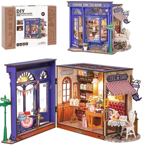 ROBOTIME Miniatur-Haus-Modellbau zum Bauen von Teestufen, Bausatz für Miniaturhaus aus Holz mit LED, kreatives Geschenk für Erwachsene und Kinder ROBOTIME Miniatur-Haus-Modellbau zum Bauen von Teestufen, Bausatz für Miniaturhaus aus Holz mit LED, kreatives Geschenk für Erwachsene und Kinder von ROBOTIME
