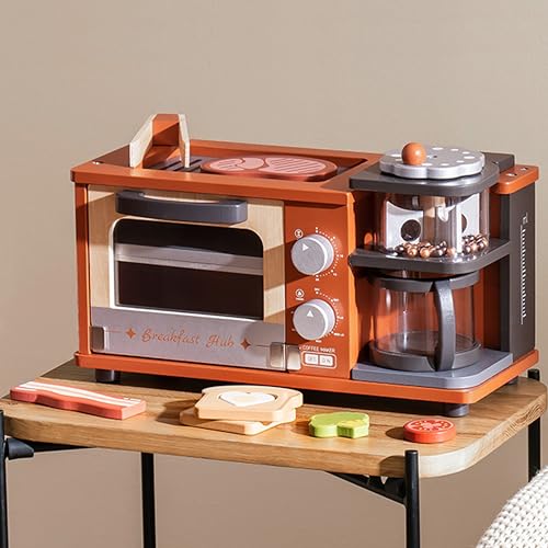 ROBOTIME Spielküche Zubehör, 3-in-1 Holzküchen-Spielset mit Kaffeemaschine, Ofen, Grillplatte, Spiellebensmitteln, Realistisches Rollenspiel für Kleinkinder, für Jungen und Mädchen 3-8(Karamell) ROBOTIME Spielküche Zubehör, 3-in-1 Holzküchen-Spielset mit Kaffeemaschine, Ofen, Grillplatte, Spiellebensmitteln, Realistisches Rollenspiel für Kleinkinder, für Jungen und Mädchen 3-8(Karamell) von ROBOTIME