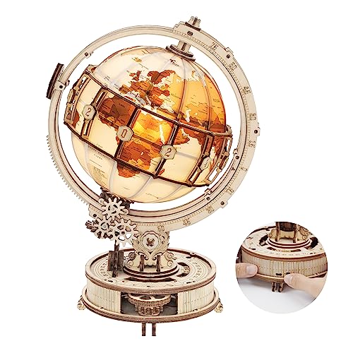 Robotime 3D Puzzle Holz fur Erwachsene Leuchtende Weltkugel Holzpuzzle Modellbausatz mit LED Licht Drehbar Holzbausatz Michanisches Bastel Kits Beste Festival Geschenke Robotime 3D Puzzle Holz fur Erwachsene Leuchtende Weltkugel Holzpuzzle Modellbausatz mit LED Licht Drehbar Holzbausatz Michanisches Bastel Kits Beste Festival Geschenke von ROBOTIME