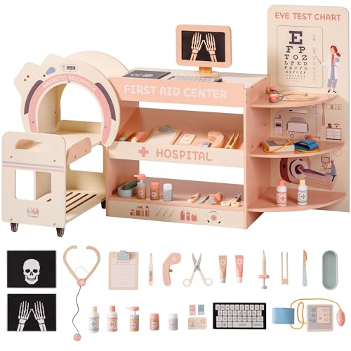 ROBUD Arzt-Spielzeugset aus Holz – Interaktives Rollenspiele Spielzeug mit MRT, Sehtest & Zubehör – Kinder Arztpraxis mit X-Ray, Spritze, Stethoskop & Blutdruckmessgerät – für Kinder ab 3 Jahren ROBUD Arzt-Spielzeugset aus Holz – Interaktives Rollenspiele Spielzeug mit MRT, Sehtest & Zubehör – Kinder Arztpraxis mit X-Ray, Spritze, Stethoskop & Blutdruckmessgerät – für Kinder ab 3 Jahren von ROBUD