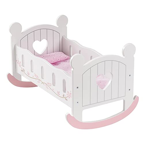 ROBUD Baby-Puppenbett aus Holz, Baby-Puppen-Bett-Spielzeug, passend für bis zu 45,7 cm große Puppenzubehör von ROBUD