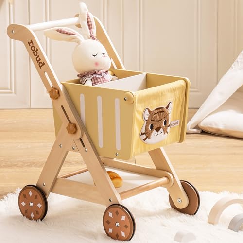 ROBUD Einkaufswagen aus Holz für Mädchen und Jungen, Baby Push Walker, höhenverstellbarer hölzerner Lauflernwagen für Kinder und Kleinkinder ROBUD Einkaufswagen aus Holz für Mädchen und Jungen, Baby Push Walker, höhenverstellbarer hölzerner Lauflernwagen für Kinder und Kleinkinder von ROBUD