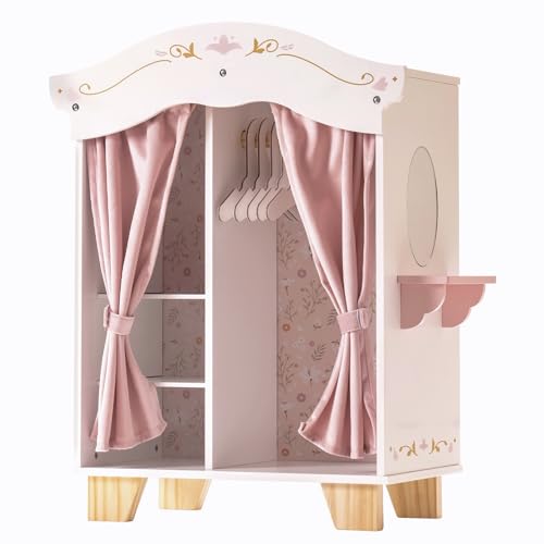 ROBUD Holzpuppenschrank mit Spiegel und 5 Kleiderbügeln Kinder ab 3 Jahren ROBUD Holzpuppenschrank mit Spiegel und 5 Kleiderbügeln Kinder ab 3 Jahren von ROBUD