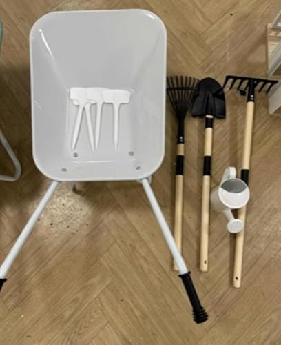 ROBUD Kinder-Gartenset mit Schubkarre – Gartengeräte mit Gießkanne – Lernspielzeug für draußen, Bauernhof, Geschenk für Jungen und Mädchen ab 3 Jahren (Grau) WRP57 von ROBUD