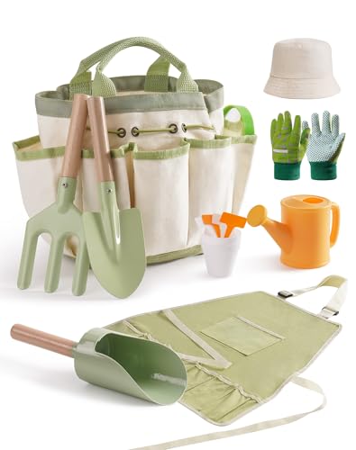 ROBUD Kinder Gartenarbeit Set, 18 PCS Kleinkind Gartengeräte Kit mit Schürze, Handschuhe, Schaufel, Gabel, Gießkanne, Zylinder Schaufel, Outdoor-Lernspielzeug für Jungen & Mädchen ab 3 Jahren ROBUD Kinder Gartenarbeit Set, 18 PCS Kleinkind Gartengeräte Kit mit Schürze, Handschuhe, Schaufel, Gabel, Gießkanne, Zylinder Schaufel, Outdoor-Lernspielzeug für Jungen & Mädchen ab 3 Jahren von ROBUD