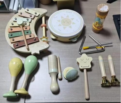 ROBUD Kinder Musikspielzeug-Set mit Xylophon, Tamburin, Maracas und Glocken, Pädagogisches Mondschein-Musikset, 3+ Jahre, JM54 ROBUD Kinder Musikspielzeug-Set mit Xylophon, Tamburin, Maracas und Glocken, Pädagogisches Mondschein-Musikset, 3+ Jahre, JM54 von ROBUD