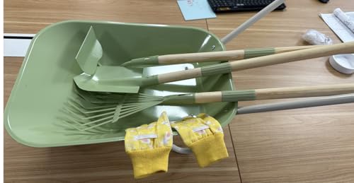 ROBUD Kinder-Schubkarren-Garten-Set mit Laubbesen, Schaufel, Hacke und Handschuhen, 6-teiliges Gartenspielzeug für Kleinkinder ab 3 Jahren, Outdoor-Gartengeräte für Jungen und Mädchen, Gartengeschenke ROBUD Kinder-Schubkarren-Garten-Set mit Laubbesen, Schaufel, Hacke und Handschuhen, 6-teiliges Gartenspielzeug für Kleinkinder ab 3 Jahren, Outdoor-Gartengeräte für Jungen und Mädchen, Gartengeschenke von ROBUD