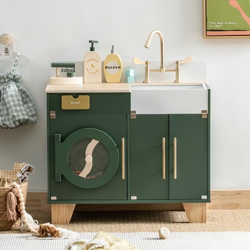 ROBUD Kinder Spielküche Holz Spielzeug Waschmaschine, Kinderküche Zubehör Holz Rollenspiel Spielzeug Kinder Küchen Spielset mit Zubehör für Kinder Geschenk für Kinder Kinderspielzeug ROBUD Kinder Spielküche Holz Spielzeug Waschmaschine, Kinderküche Zubehör Holz Rollenspiel Spielzeug Kinder Küchen Spielset mit Zubehör für Kinder Geschenk für Kinder Kinderspielzeug von ROBUD