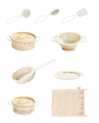 ROBUD Kinder-Spielküchen-Zubehör-Set, Kochgeschirr-Set aus Edelstahl, Töpfe Pfannen-Sets für Kinder, Spielzeug-Küchen-Spielset, Spielzeug-Geschenk für Jungen Mädchen ab 3 Jahren (Gelb) WCF66 von ROBUD