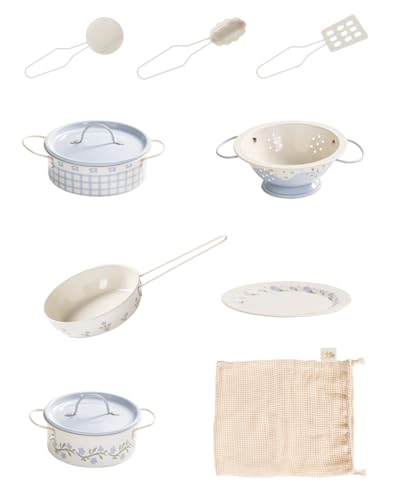 ROBUD Kinder-Spielküchen-Zubehör-Set, Kochgeschirr-Set aus Edelstahl, Töpfe und Pfannen-Sets für Kinder, Spielzeug-Küchen-Spielset, Spielzeug-Geschenk für Jungen Mädchen ab 3 Jahren (Blau) WCF64 von ROBUD