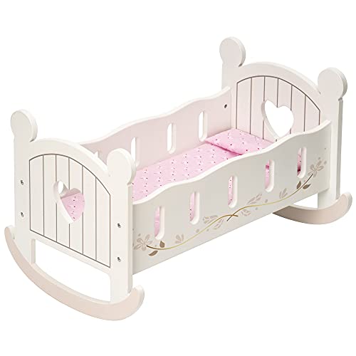 ROBUD Puppenbett Holz für 45 cm Puppen, Baby Puppenzubehör Puppen Bett Puppenwiege Puppen Zubehör mit Puppenbettwäsche, Holz Spielzeug Geschenke für Kleinkinder Kinder ROBUD Puppenbett Holz für 45 cm Puppen, Baby Puppenzubehör Puppen Bett Puppenwiege Puppen Zubehör mit Puppenbettwäsche, Holz Spielzeug Geschenke für Kleinkinder Kinder von ROBUD