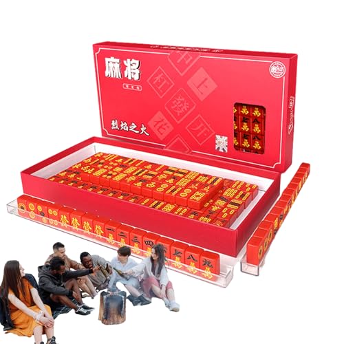 ROCKIA Kleines Mahjong-Set, tragbares Mahjong-Tischset | Kleines chinesisches Mahjong-Set,Tragbares -Mahjong-Brettspielset für Familie, Wohnheim, Studentenwohnheim von ROCKIA