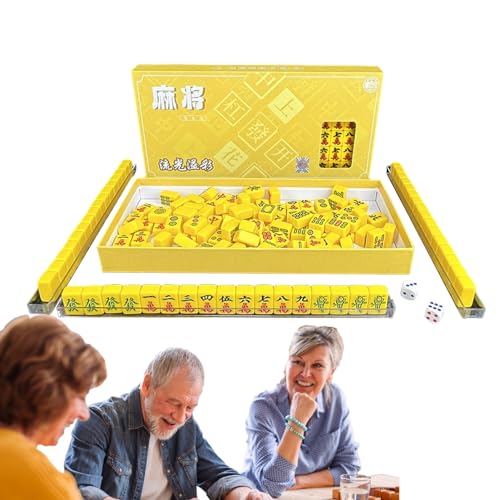 ROCKIA Tragbares Mahjong-Tischset, Reise-Mahjong-Spielset - Mahjong-Familienbrettspiel für Erwachsene | Traditionelles chinesisches Mahjong-Spiel für draußen, im Schlafsaal, auf Reisen von ROCKIA
