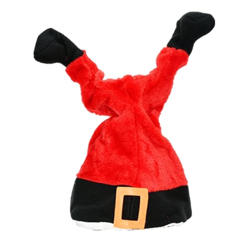 ROCKIA Weihnachtsmützen für Erwachsene, elektrisch, schwingend, bewegliche Weihnachtsmützen mit einzigartigem und kreativem Design, batteriebetrieben, Plüsch, lustige Spielzeugmütze, Pom Pom Santa von ROCKIA