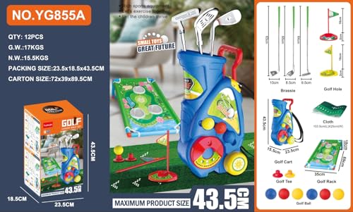 ROCKY&CHAO Minigolf Set Spielzeug für Kinder Kleinkinder-Golfspielset mit Tragekoffer auf Rädern von ROCKY&CHAO