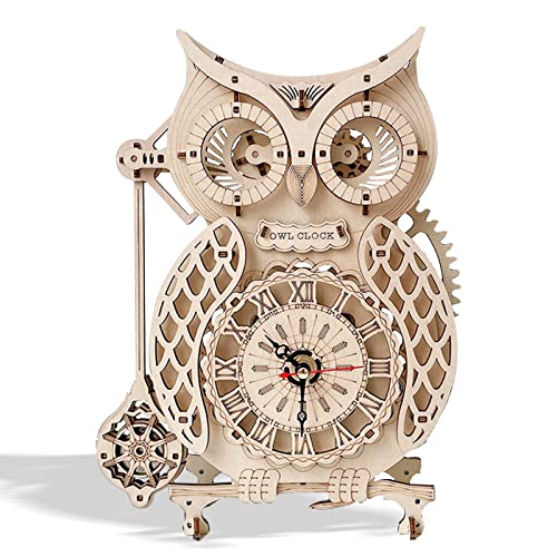 3D Holz Puzzle Eule Uhr Kit Modell Kits zum Bauen für Erwachsene Lustige Vogel Puzzles Tier geformtes Bastelspielzeug von ROEOLNIL