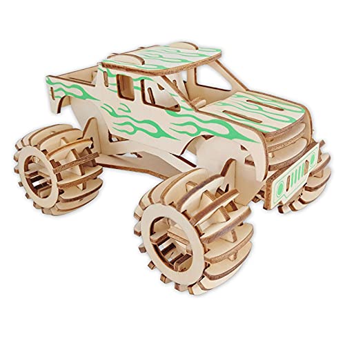 3D Holz Puzzle Hot Rod Holz Modellauto Bausatz zum Bauen - sehr detailliert und stabil - 3D Holzpuzzle - mechanisch von ROEOLNIL