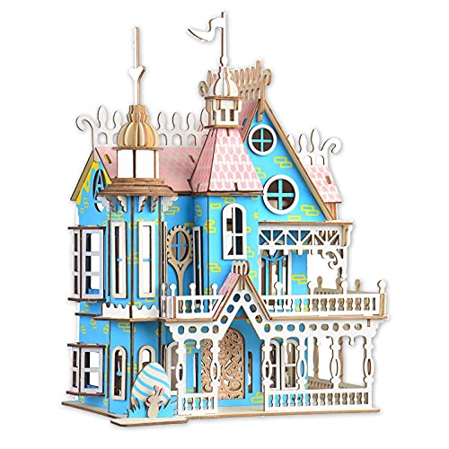 3D-Puzzle-Puppenhaus für Kinder, 3D-Puzzle-Puppenhaus-Puzzle für Mädchen - Pädagogisches Papierbastelspielzeug für Spiel Weihnachten Geburtstags-Ostergeschenke, einfach zu montieren ，174pcs von ROEOLNIL