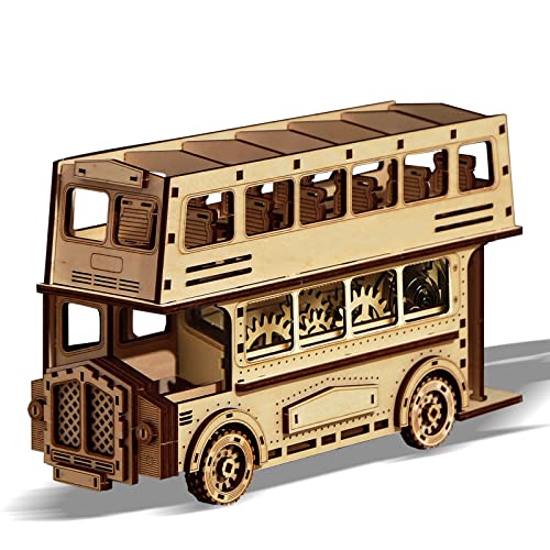 Holz-Doppeldecker-Bus, 3D-Holzpuzzles für Erwachsene und Kinder zum Bauen – Rolluntersetzer aus Holz, Modellbausätze für Erwachsene und Jugendliche zum Bauen von ROEOLNIL