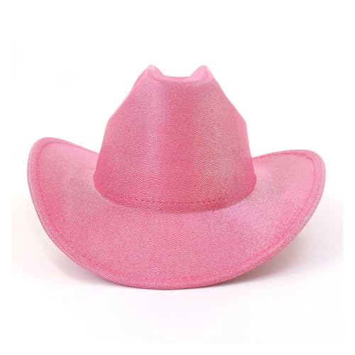 Candy Einfarbig Cowboyhut Männer Frauen Herbst Frühling Kirche Jazz Elegante Rosa Cowgirl Sombrero Caps Reiten Sonnenhut Für Junggesellinnenabschied, Halloween(Color 01) von ROEUIPG