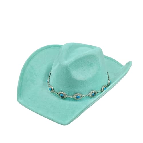 Cowboyhut Vegan Wildlederhut Herren Jazzhut Wildleder Cowgirl Breite Krempe Filz Fedora Hut Solid Für Junggesellinnenabschied, Halloween(Color 02) von ROEUIPG