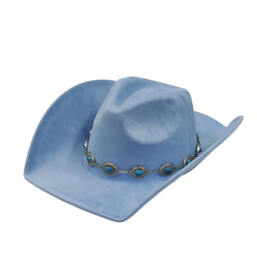 Cowboyhut Vegan Wildlederhut Herren Jazzhut Wildleder Cowgirl Breite Krempe Filz Fedora Hut Solid Für Junggesellinnenabschied, Halloween(Color 03) von ROEUIPG