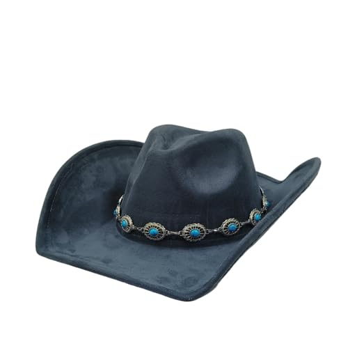 Cowboyhut Vegan Wildlederhut Herren Jazzhut Wildleder Cowgirl Breite Krempe Filz Fedora Hut Solid Für Junggesellinnenabschied, Halloween(Color 05) von ROEUIPG