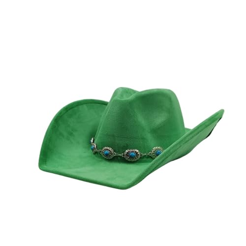 Cowboyhut Vegan Wildlederhut Herren Jazzhut Wildleder Cowgirl Breite Krempe Filz Fedora Hut Solid Für Junggesellinnenabschied, Halloween(Color 07) von ROEUIPG