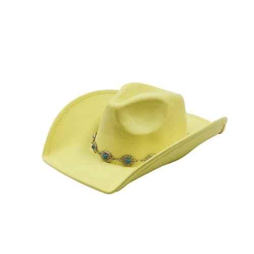 Cowboyhut Vegan Wildlederhut Herren Jazzhut Wildleder Cowgirl Breite Krempe Filz Fedora Hut Solid Für Junggesellinnenabschied, Halloween(Color 08) von ROEUIPG