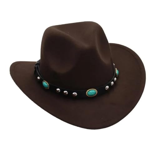 Cowboyhut mit türkisfarbenem Gürtel, pinkfarbene Filzkappe mit gebogener Krempe, Cowgirl-Fedoras, Eltern-Kind-Sonnenhut for Erwachsene und Kinder Für Junggesellinnenabschied, Halloween(Coffee,Adults 5 Cowboyhut mit türkisfarbenem Gürtel, pinkfarbene Filzkappe mit gebogener Krempe, Cowgirl-Fedoras, Eltern-Kind-Sonnenhut for Erwachsene und Kinder Für Junggesellinnenabschied, Halloween(Coffee,Adults 5 von ROEUIPG