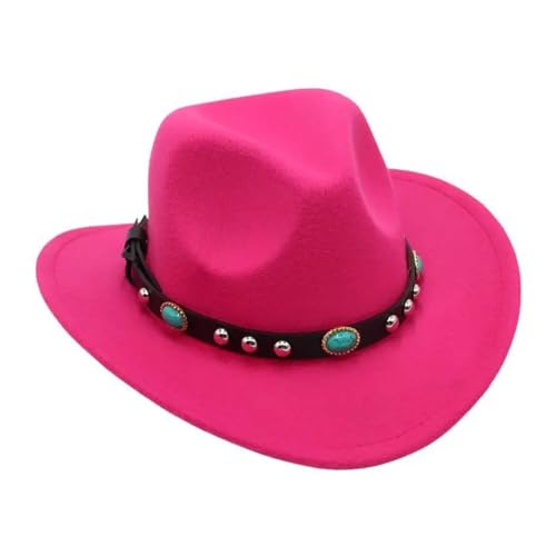 Cowboyhut mit türkisfarbenem Gürtel, pinkfarbene Filzkappe mit gebogener Krempe, Cowgirl-Fedoras, Eltern-Kind-Sonnenhut for Erwachsene und Kinder Für Junggesellinnenabschied, Halloween(Rose red,Childr Cowboyhut mit türkisfarbenem Gürtel, pinkfarbene Filzkappe mit gebogener Krempe, Cowgirl-Fedoras, Eltern-Kind-Sonnenhut for Erwachsene und Kinder Für Junggesellinnenabschied, Halloween(Rose red,Childr von ROEUIPG
