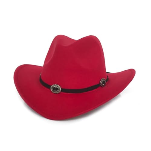 ROEUIPG Cowboyhut Kunstleder Herren und Damen Reisekappen Hüte Cowboy Sonnenhut Für Junggesellinnenabschied, Halloween(Red) von ROEUIPG