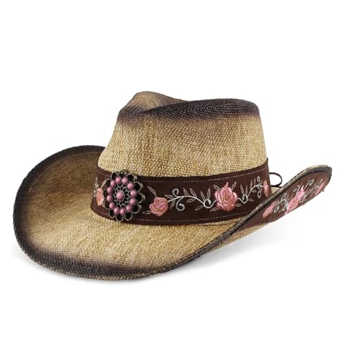 ROEUIPG Damen Outdoor Cowboyhut Sommer Sonnenschutzhut Cowboy Jazzhut Alles Sonnenkappe Für Junggesellinnenabschied, Halloween ROEUIPG Damen Outdoor Cowboyhut Sommer Sonnenschutzhut Cowboy Jazzhut Alles Sonnenkappe Für Junggesellinnenabschied, Halloween von ROEUIPG