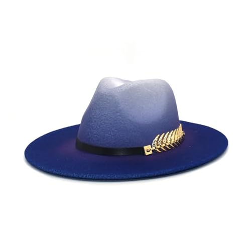ROEUIPG Gradienten Breite Krempe Wollfilz Jazz Fedora Hüte Blatt Party Formale Kappe Kleid Hut Winter Für Junggesellinnenabschied, Halloween(Color 02) von ROEUIPG