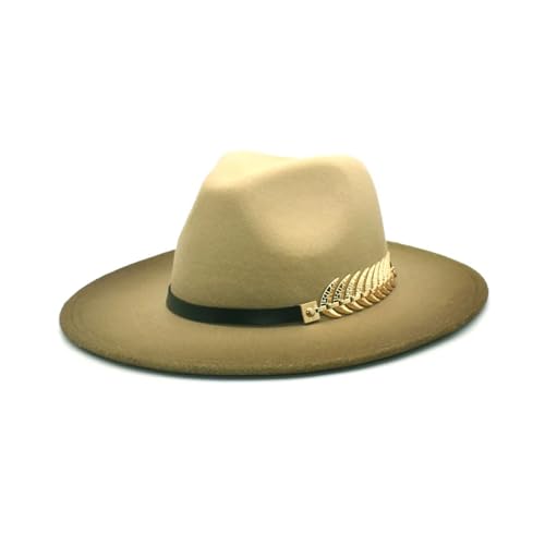 ROEUIPG Gradienten Breite Krempe Wollfilz Jazz Fedora Hüte Blatt Party Formale Kappe Kleid Hut Winter Für Junggesellinnenabschied, Halloween(Color 03) von ROEUIPG