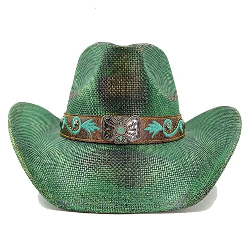 ROEUIPG Kuh Muster Cowboy Stroh Hut Tier Muster Handgemachte Strand Sonnenhut Gentleman Erwachsene Cowboy Hut Sombrero Für Junggesellinnenabschied, Halloween(Style 01) von ROEUIPG