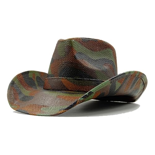 ROEUIPG Kuh Muster Cowboy Stroh Hut Tier Muster Handgemachte Strand Sonnenhut Gentleman Erwachsene Cowboy Hut Sombrero Für Junggesellinnenabschied, Halloween(Style 05) von ROEUIPG