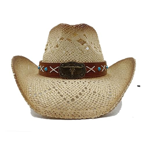 ROEUIPG Kuh Muster Cowboy Stroh Hut Tier Muster Handgemachte Strand Sonnenhut Gentleman Erwachsene Cowboy Hut Sombrero Für Junggesellinnenabschied, Halloween(Style 07) von ROEUIPG
