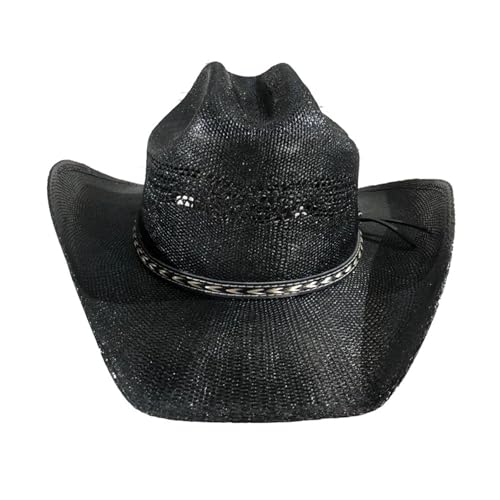 ROEUIPG Kuh Muster Cowboy Stroh Hut Tier Muster Handgemachte Strand Sonnenhut Gentleman Erwachsene Cowboy Hut Sombrero Für Junggesellinnenabschied, Halloween(Style 08) von ROEUIPG