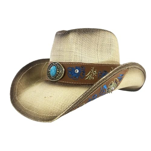 ROEUIPG Kuh Muster Cowboy Stroh Hut Tier Muster Handgemachte Strand Sonnenhut Gentleman Erwachsene Cowboy Hut Sombrero Für Junggesellinnenabschied, Halloween(Style 14) von ROEUIPG