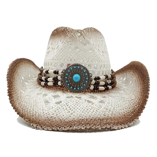 ROEUIPG Kuh Muster Cowboy Stroh Hut Tier Muster Handgemachte Strand Sonnenhut Gentleman Erwachsene Cowboy Hut Sombrero Für Junggesellinnenabschied, Halloween(Style 16) von ROEUIPG
