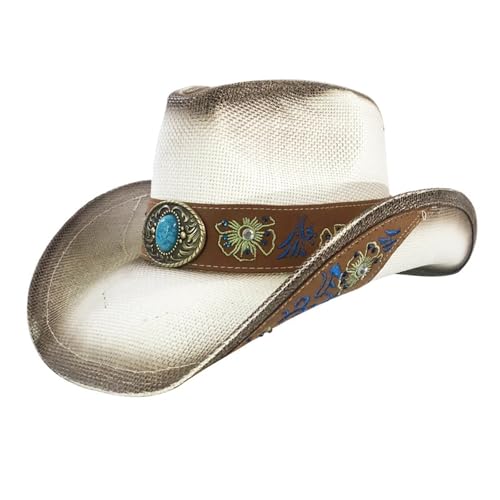 ROEUIPG Kuh Muster Cowboy Stroh Hut Tier Muster Handgemachte Strand Sonnenhut Gentleman Erwachsene Cowboy Hut Sombrero Für Junggesellinnenabschied, Halloween(Style 17) von ROEUIPG