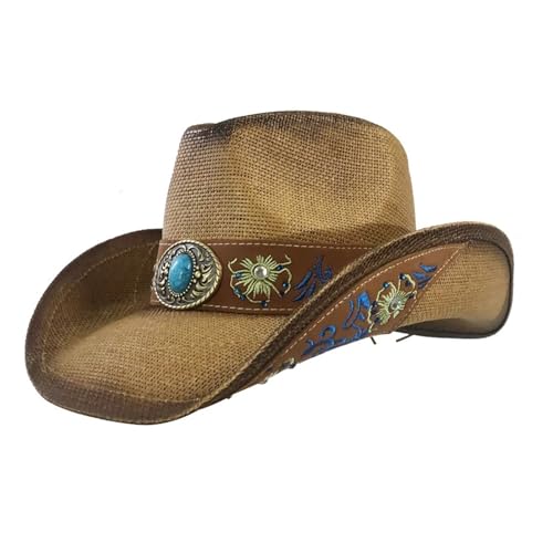 ROEUIPG Kuh Muster Cowboy Stroh Hut Tier Muster Handgemachte Strand Sonnenhut Gentleman Erwachsene Cowboy Hut Sombrero Für Junggesellinnenabschied, Halloween(Style 20) von ROEUIPG